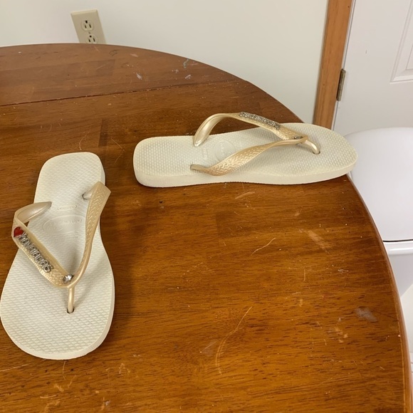 COPY - Havianas flip flops sandals size 4-5 heart/diamond detail #tennis prep - Picture 3 of 9